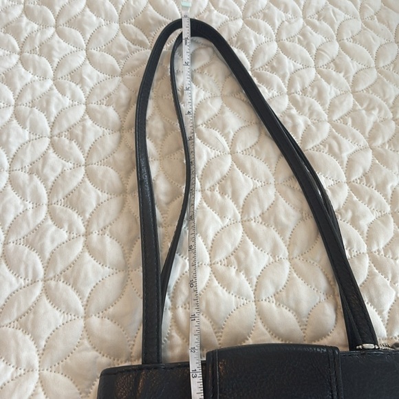 Fossil Black Leather Dual-strap Handle Shoulder Bag W/Fold-over Phone Pocket Zip - Picture 14 of 14